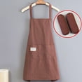 thumbnail image 3 of TELOLY Apron with Functional Pockets, Sleeveless and Spacious Kitchen Aprons for Women with Pockets, Durable Work Aprons for Cooking,Comfortable Cotton Linen Aprons for Men, 3 of 5