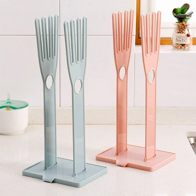 COM1950s Glove Drying Rack and Dishcloth Holder,Detachable Storage Organizer with Finger Design for Kitchen Bathroom Sink,Efficient Drainage,Space Saving Plastic Shelf