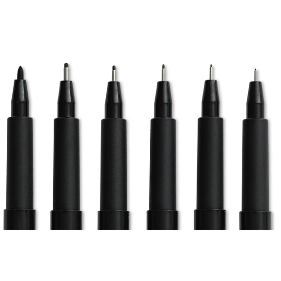 Faber-Castell Pitt Artist Pens- Black, Set of 6, Assorted Nibs