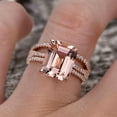 thumbnail image 6 of Vintage Look 7x9mm Emerald Cut 4.5 Carat Morganite Engagement Ring Set Accents Diamond Moissanite 10k Rose Gold, 6 of 6