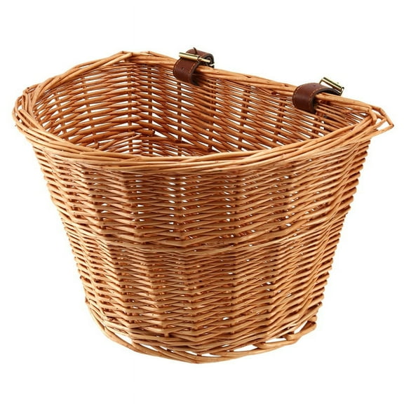 Retro, Handmade, Wicker Bicycle Front Basket with Leather Straps,1pcs Bicycle Front Basket,brown