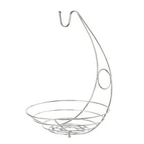 LSLJS Fruit Basket Bowl with Banana Hanger, Countertop Fruit Vegetable Basket Bowl for Kitchen,Metal Wire Storage Basket with Holder Organizer for Bread Snack Veggies Produce