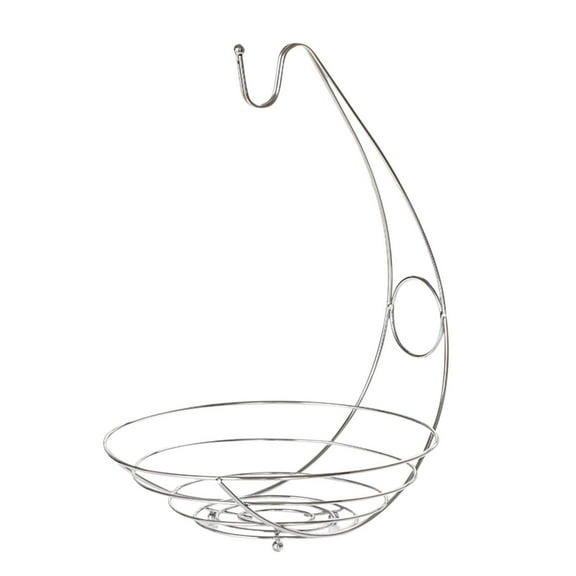 LSLJS Fruit Basket Bowl with Banana Hanger, Countertop Fruit Vegetable Basket Bowl for Kitchen,Metal Wire Storage Basket with Holder Organizer for Bread Snack Veggies Produce