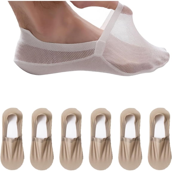 Invisible Breathable Anti-Slip Socks for Men, Ultra Thin No Show Socks, Non Slip Mesh Liner Socks Low Cut Ankle Socks