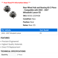 thumbnail image 2 of Rear Wheel Hub and Bearing Kit 2 Piece - Compatible with 2002 - 2007 Mitsubishi Lancer ES 2003 2004 2005 2006, 2 of 2