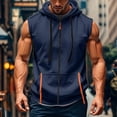 thumbnail image 2 of Men's Sleeveless Zip Up Hoodie Workout Muscle Tank Top Quick Dry Hooded Tops with Pockets Full Zipper Bodybuilding Vest Summer Lightweight Athletic Activewear Training, 2 of 5