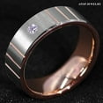 thumbnail image 3 of Tungsten Rings for Men Wedding Bands for Him Womens Wedding Bands for Her 6mm Brushed Silver Rose Gold Diamond, 3 of 9