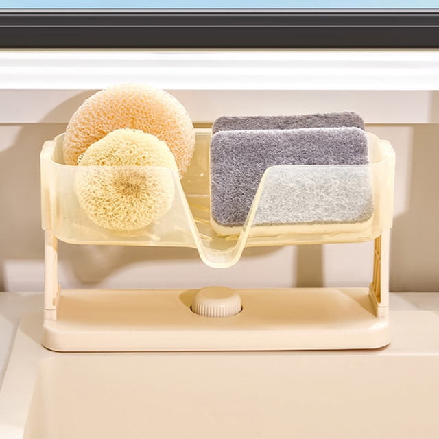 Sink Organizer with Sponge Holder Dish Drying Rack | Countertop Kitchen Storage Caddy | Drainable Soap Tray for Cleaning Tools | Bathroom Sink Caddy