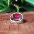thumbnail image 3 of Pink Dahlia Copper Turquoise Ring, 925 Silver Ring, Boho Jewelry, Rectangular Gemstone, Genuine Ring, Men's Signet Ring, Personalized Gift**, 3 of 6