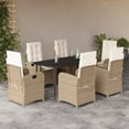 thumbnail image 1 of vidaXL 7 Piece Garden Dining Set with Cushions Beige Poly Rattan, 1 of 5
