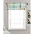 thumbnail image 3 of Aqua Shell Linen Curtain Valance for Bedroom/Bathroom/Kitchen/Office/Living/Dining Room Window,Coastal Starfish Summer Ocean Sea Woodengrain Rod Pocket Topper Decorative Cafe Drapes Panel 54"x18", 3 of 6