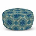 thumbnail image 1 of Mandala Pouf Cover with Zipper, Oriental Geometric Floral Elements Ornamental Green Blue Tones, Soft Decorative Fabric Unstuffed Case, 30" W X 17.3" L, Multicolor, by Ambesonne, 1 of 5
