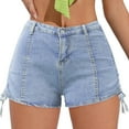 thumbnail image 1 of B91xZ Women's High-Rise Vintage Denim Short Ripped High Waist Cut Off,Blue XL, 1 of 5