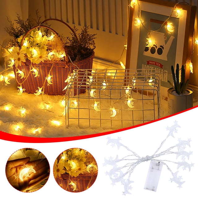 Vaidha Ramadan Star And String Light 9.8 Ft 20 LEDs Eid Mubarak Lights For Ramadan Decoration Eid Decorative Lights With Battery Operated