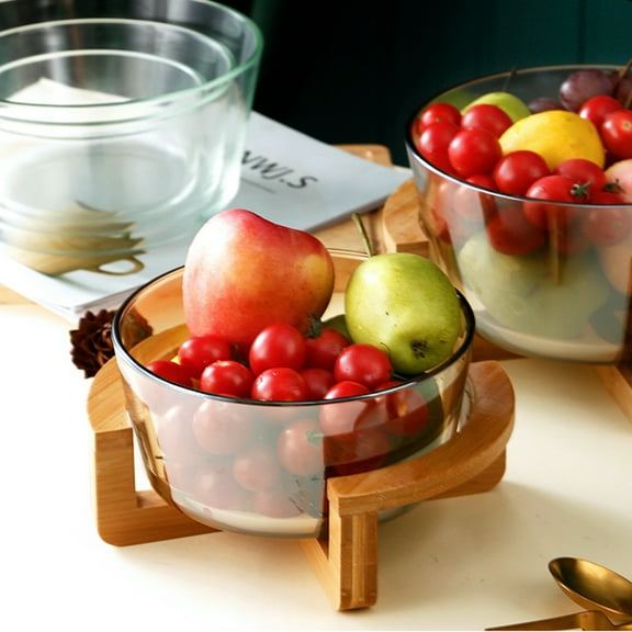 MERRYHAPY 1 Set of Heat Resistant Salad Bowl with Base Round Transparent for Household Users