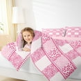 thumbnail image 4 of jejeloiu Cheetah Leopard Print Bedding Comforter Set,Patchwork Geometric Plaid Twin Comforter Sets,Pink White Zebra Print Bedding Set For Teens Kids,Breathable Home Decor Reversible,2-Piece, 4 of 8