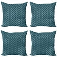 thumbnail image 1 of Abstract Throw Pillow Cushion Case Pack of 4, Brush Stroked Xo Lettering on Dashed Rain Effect Background, Modern Accent Double-Sided Print, 4 Sizes, Petrol Blue Dark Teal, by Ambesonne, 1 of 2