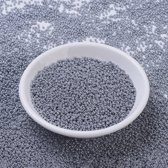 MIYUKI Round Rocailles Beads Japanese Seed Beads 11/0 (RR443) Opaque Gray Luster 2x1.3mm Hole: 0.8mm about 1111pcs/10g