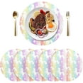 thumbnail image 3 of Coolnut Rainbow Stripe Round PVC Placemats 1 PCS, Non-Slip Heat Resistant Table Mat Kitchen Dining Table Plate Mat, 15.4inch262 Home Decor Gifts, 3 of 7