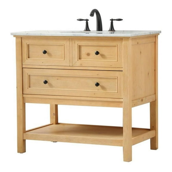 Elegant Decor Metropolis 36" Aluminum MDF Single Bathroom Vanity in Natural Wood