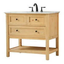 Elegant Decor Metropolis 36" Aluminum MDF Single Bathroom Vanity in Natural Wood