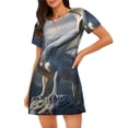 thumbnail image 1 of Fotbe Mountain White Dragon Bata de Dormir para Mujer con Estampado, Camisón de Algodón de Manga Corta, Ropa de Dormir Casual, 1 of 6