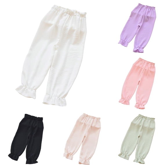 Girls Summer Pants Toddler Casual Wide Leg Loose Fit Breathable Lightweight Comfortable Beach School Party Outfit Basic Solid Athletic Leggings Girl Floral Pants for 12 Month Girl Sweatpants for Kids