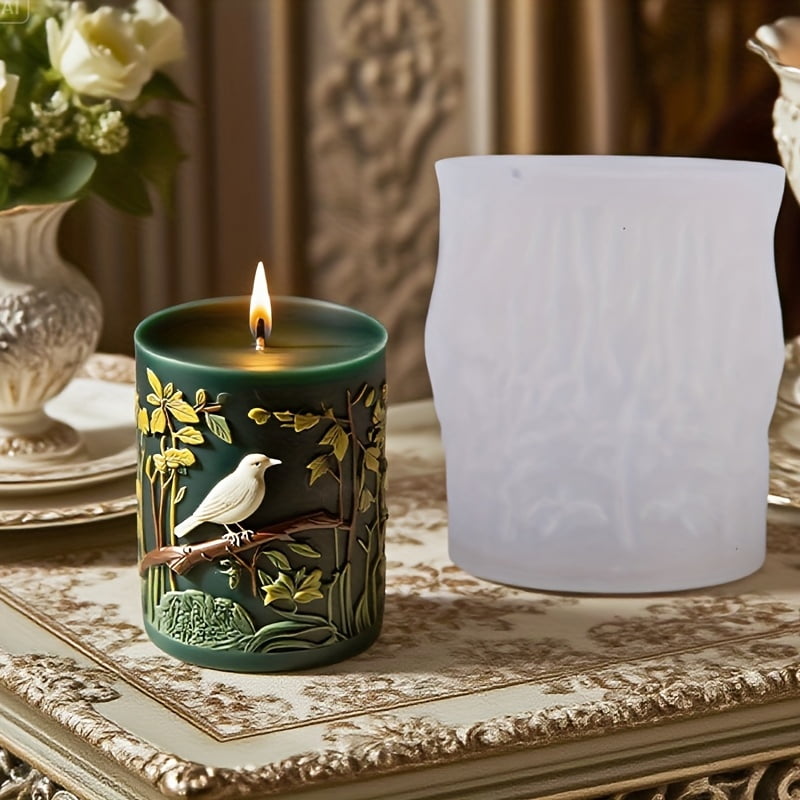 Birdie Cheer Candle Mold – Charming Bird & Twig Design with Rose Detail. Durable & Easy-to-Use Silicone Mold for DIY Candles, Soap, and Home Decor Crafts. Ideal for Soap Making Supplies, Creative & F