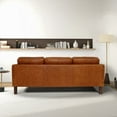 thumbnail image 3 of Modern Minimalist Waxy Cognac Leather 220cm Sofa, 3 of 5