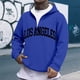 thumbnail image 1 of MHFRRA Sudadera con Capucha y Cremallera de Un Cuarto con Estampado de Letras, Suave y Cómoda, para Uso Informal, Sudadera Deportiva Ligera Azul, 1 of 3