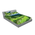 thumbnail image 2 of Ambesonne Nature Fitted Sheet & Pillow Sham Set, Alpine Scenery Pastoral, Full, Green White, 2 of 2