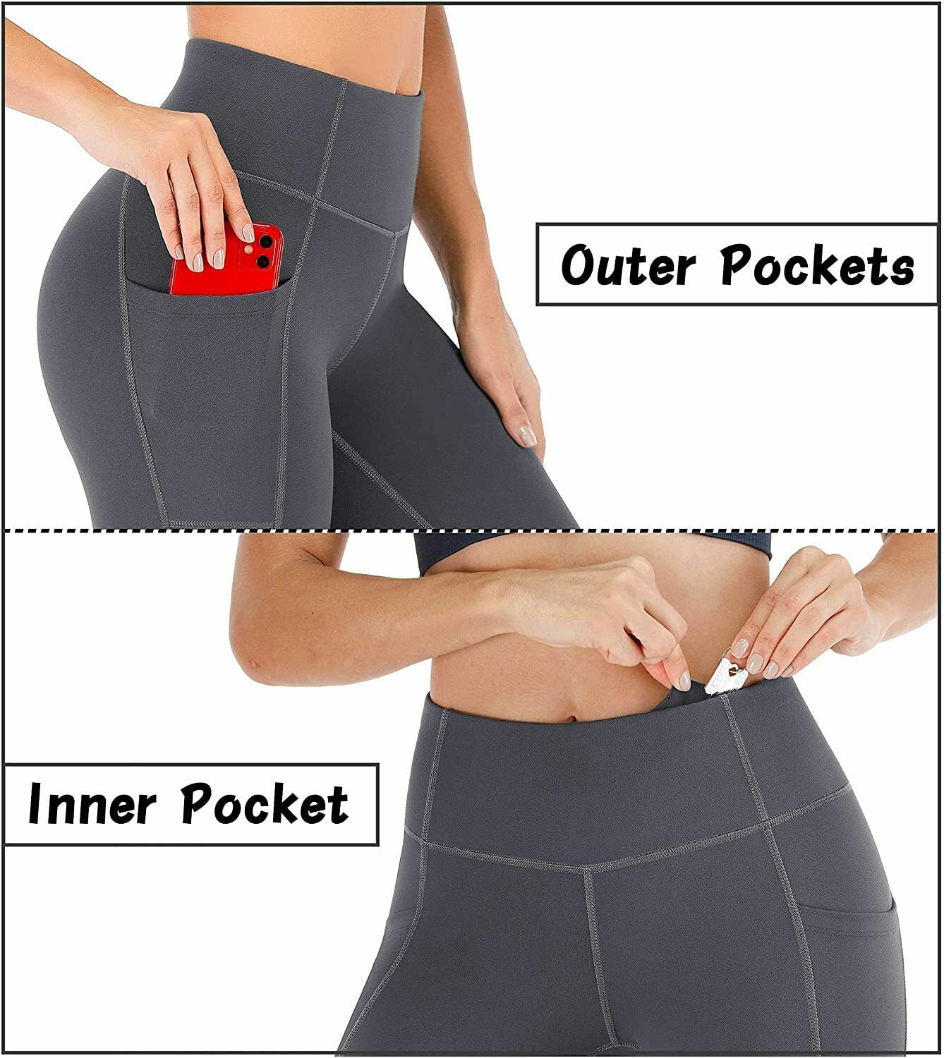 2 Pack Heathyoga Women's Yoga Pants Leggings with Pockets for Women High Waist Yoga Pants with Pockets Workout Leggings Tights Tummy Control