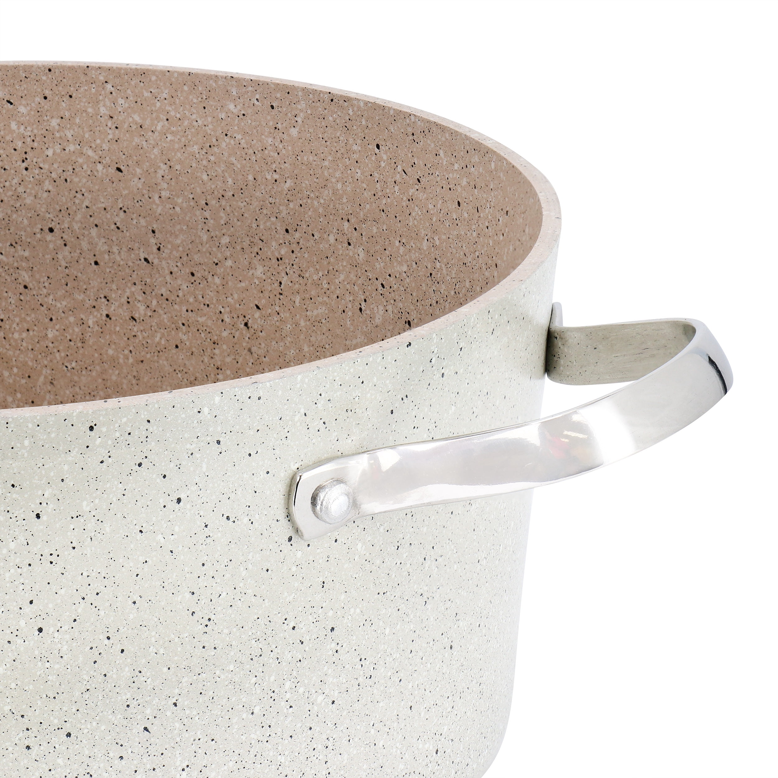 Korkmaz Granita 8 Liter Aluminum Nonstick Casserole with Lid in Tan