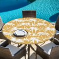 thumbnail image 6 of Yellow Palm Tree Summer Round Tablecloth 36-44 Inch Round Fitted Table Cloth with Elastic Edge, Beach Tropical Botanical Coastal Waterproof Table Cover Protector for Outdoor Picnic Party Dining, 6 of 9