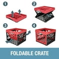 thumbnail image 7 of CleverMade Collapsible Milk Crate, Stackable Storage Bin - 6 Gal Red, 3 Pack, 7 of 7