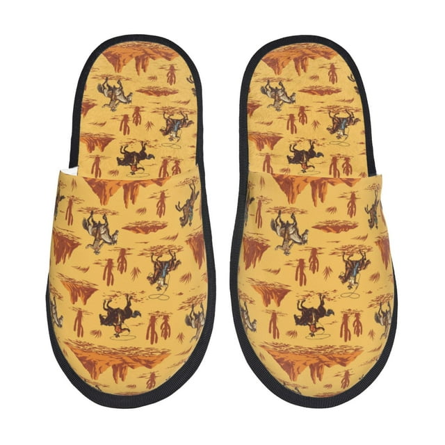 Fotbe Brave Cowboys Pantuflas Peludas para Mujer con Estampado, Zapatillas de Peluche, Zapatos de Invierno para Casa, Uso Interior y Exterior-Medium