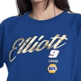 thumbnail image 3 of Women's G-III 4Her by Carl Banks  Royal Chase Elliott Cropped Classic Play Gold Trim Raglan T-Shirt, 3 of 3
