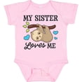 thumbnail image 3 of Inktastic My Sister Loves Me with Sloth and Hearts Boys or Girls Baby Bodysuit, 3 of 5