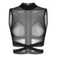 thumbnail image 2 of IEFiEL-Tops sexis para fiesta y discoteca para mujer, camisetas sin mangas con cuello redondo y malla transparente con cremallera en la espalda elástica con tiras entrecruzadas, 2 of 4