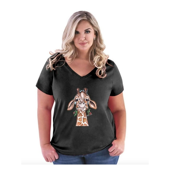 Normal is Boring - Women's Plus Size V-neck T-Shirt, up to Size 28 - Giraffe