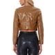 thumbnail image 3 of Chaqueta de cuero sintético INSPIRE CHIC para mujer, de frente abierto, de manga larga, cortada, talla XL, color marrón, 3 of 6