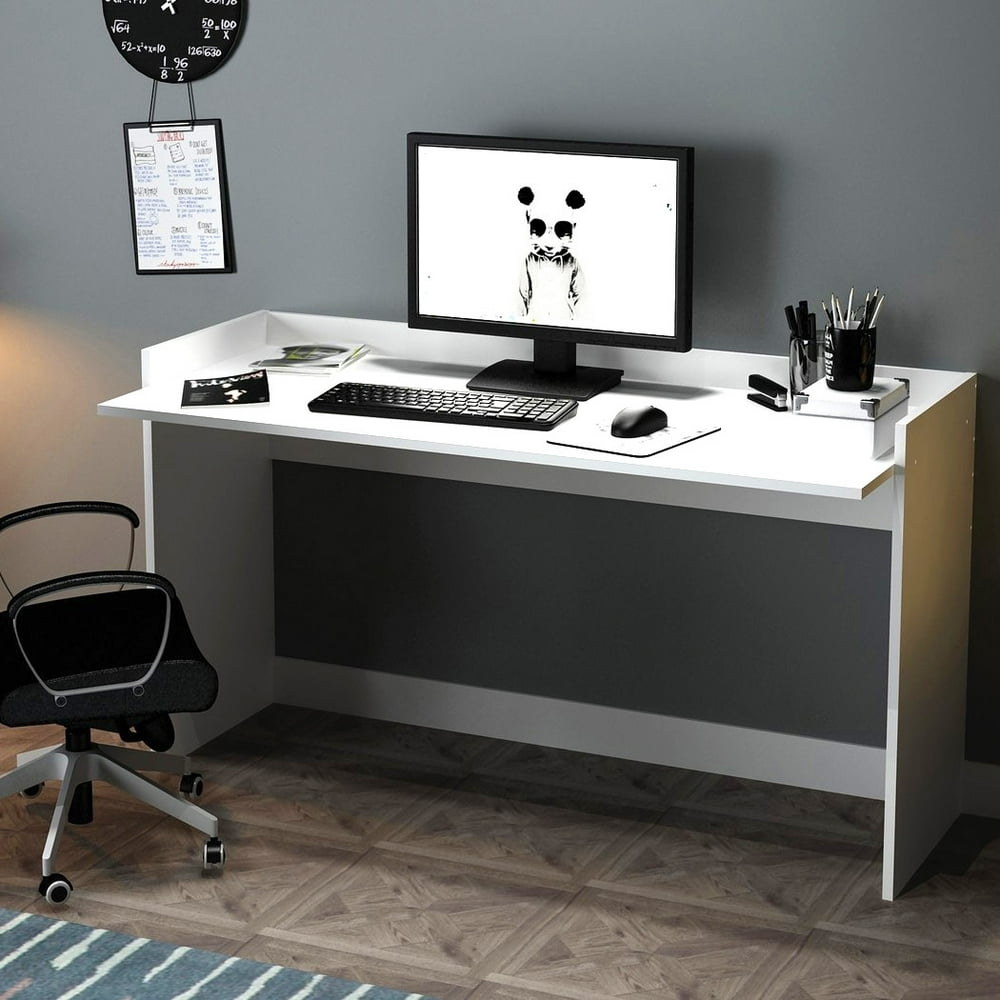 Casamudo White Computer Desk, Modern Simple Sturdy Work Table for Home