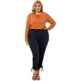 thumbnail image 4 of Pantalón jogger de talgrande pamujer, cintuelástica, bolsillos oblicuos, dobladillo con cordón, jogger Azul oscuro 3X, 4 of 7