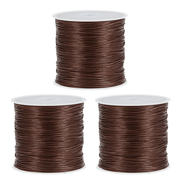 Unique Bargains Cordon Élastique pour Bricolage, Fil Extensible pour Artisanat, Rouge Brun, 3 Rouleaux