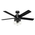 thumbnail image 3 of Hunter - Hardwick Indoor Ceiling Fan With Light, Remote, 52-inch, Matte Black, Casual-style, 4-speed WhisperWind Motor, 50594, for living rooms, bedrooms, home offices, kitchens, 3 of 15