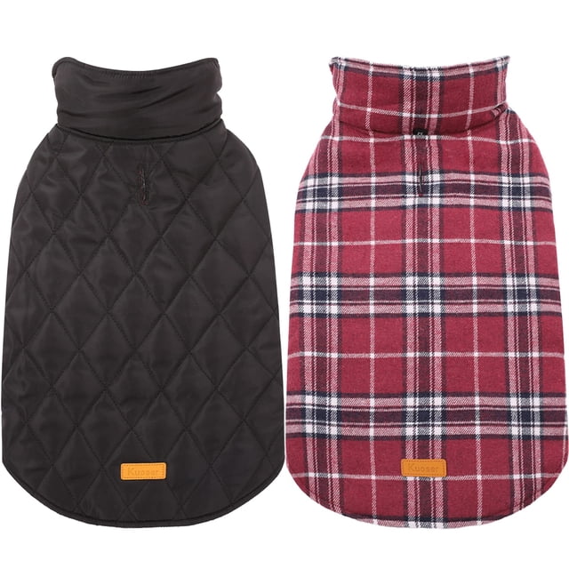 Abrigo Kuoser para perro, cálido, reversible, impermeable, color rojo, talla S