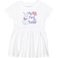 thumbnail image 3 of Inktastic My 1st Easter Cute White Bunny with Spring Flowers Girls Baby Dress, 3 of 5