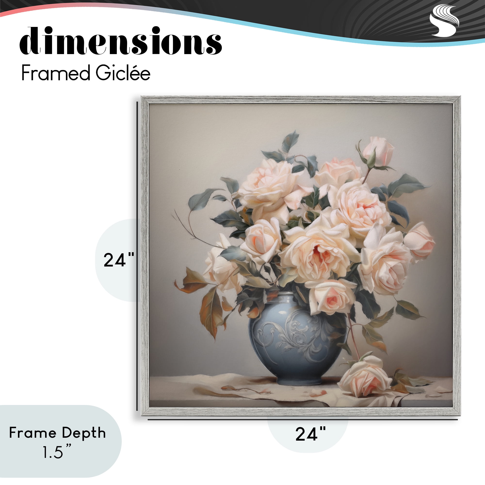 Stupell Industries Rose Paragon Vase Gray Framed Giclee Art, design by Steve Hunziker