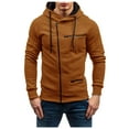 thumbnail image 4 of Aayomet Rain Jacket Men and Winter Hooded Drawstring Zipper Long Sleeve Pocket Coat Slim Jacket for Work Home (Coffee, M), 4 of 4