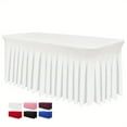 thumbnail image 1 of DEELLEEO Jupes de Table Rectangulaires 6 Pieds Housses de Table Ajustées en Polyester Nappe Noire pour Table de 6 Pieds avec Jupe Housse de Table en Spandex, 1 of 6